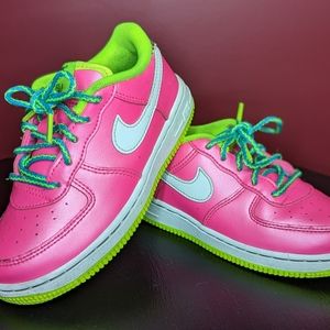 Nike Air Force 1 Pink Blast White Volt Kids Size 10C CW5793-600 AF1